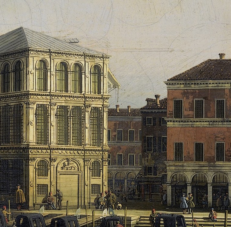 A grand Renaissance palace, its facade suggests wealth and historical significance as a trading post.