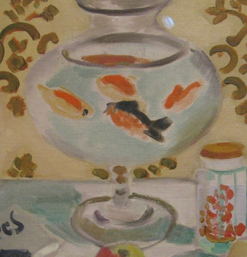 The central element, its transparency and the fish within are rendered with a soft, almost dreamlike quality.