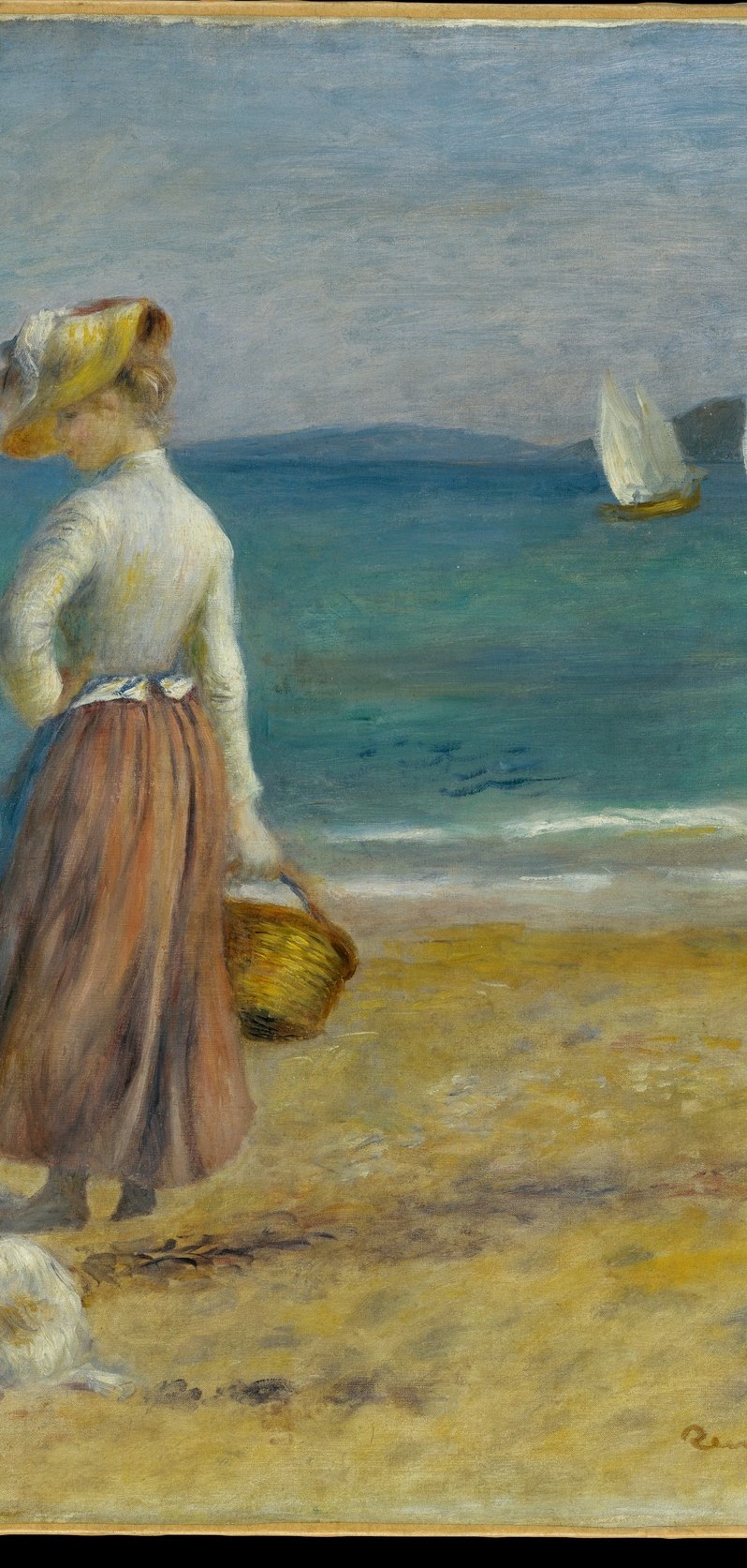 The dominant figure; she faces away, denying us her expression and creating a classic Renoir device of a figure leading us into the scene rather than confronting us.