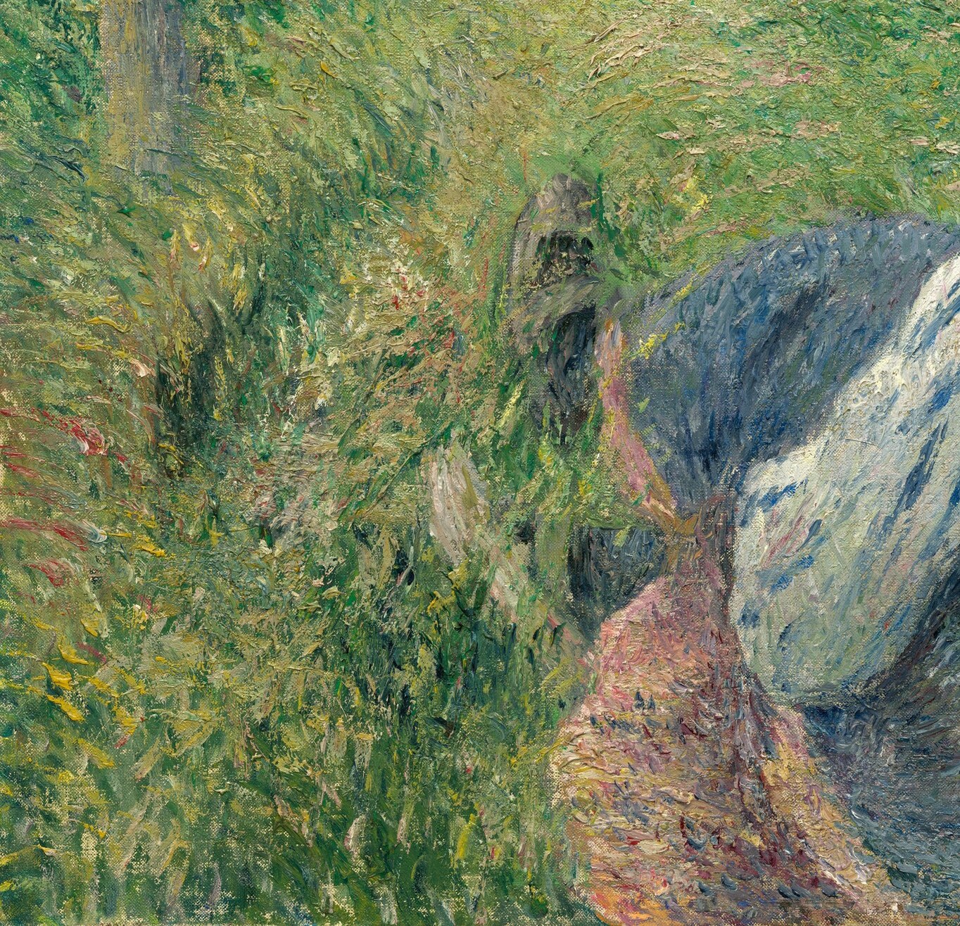He built up color with visible strokes, like these in the tall grass.
