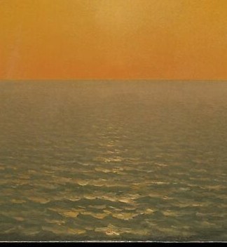 A narrow lane of gold comes straight down the center of the sea.