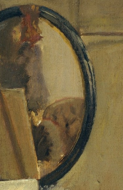 It reveals the face of the painter, watching us.