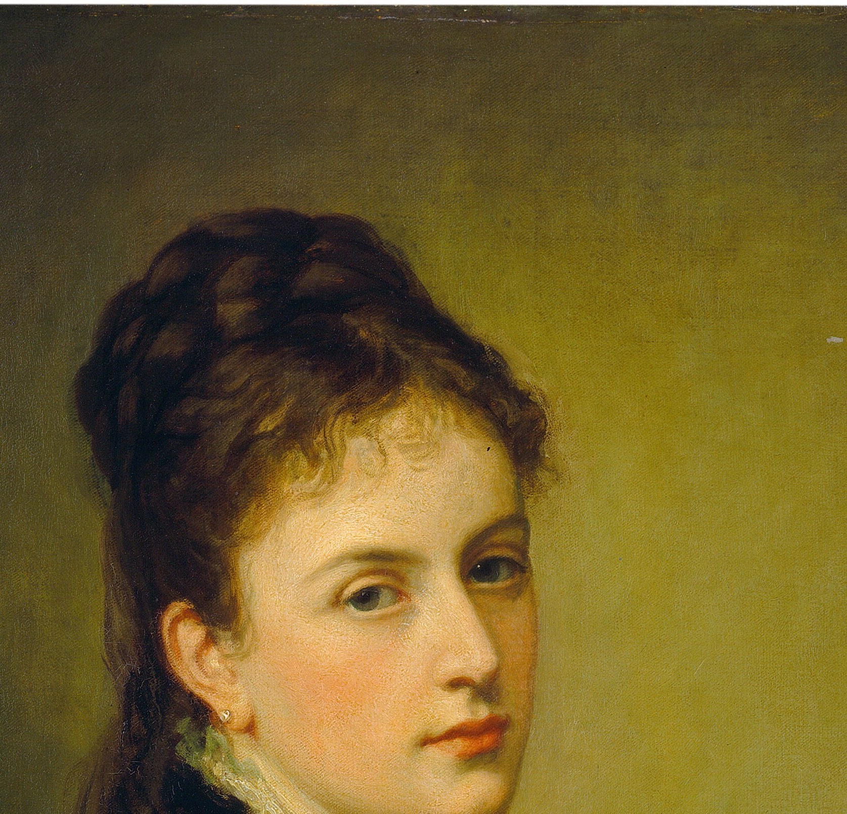 Her calm expression reveals a woman of self-possession.
