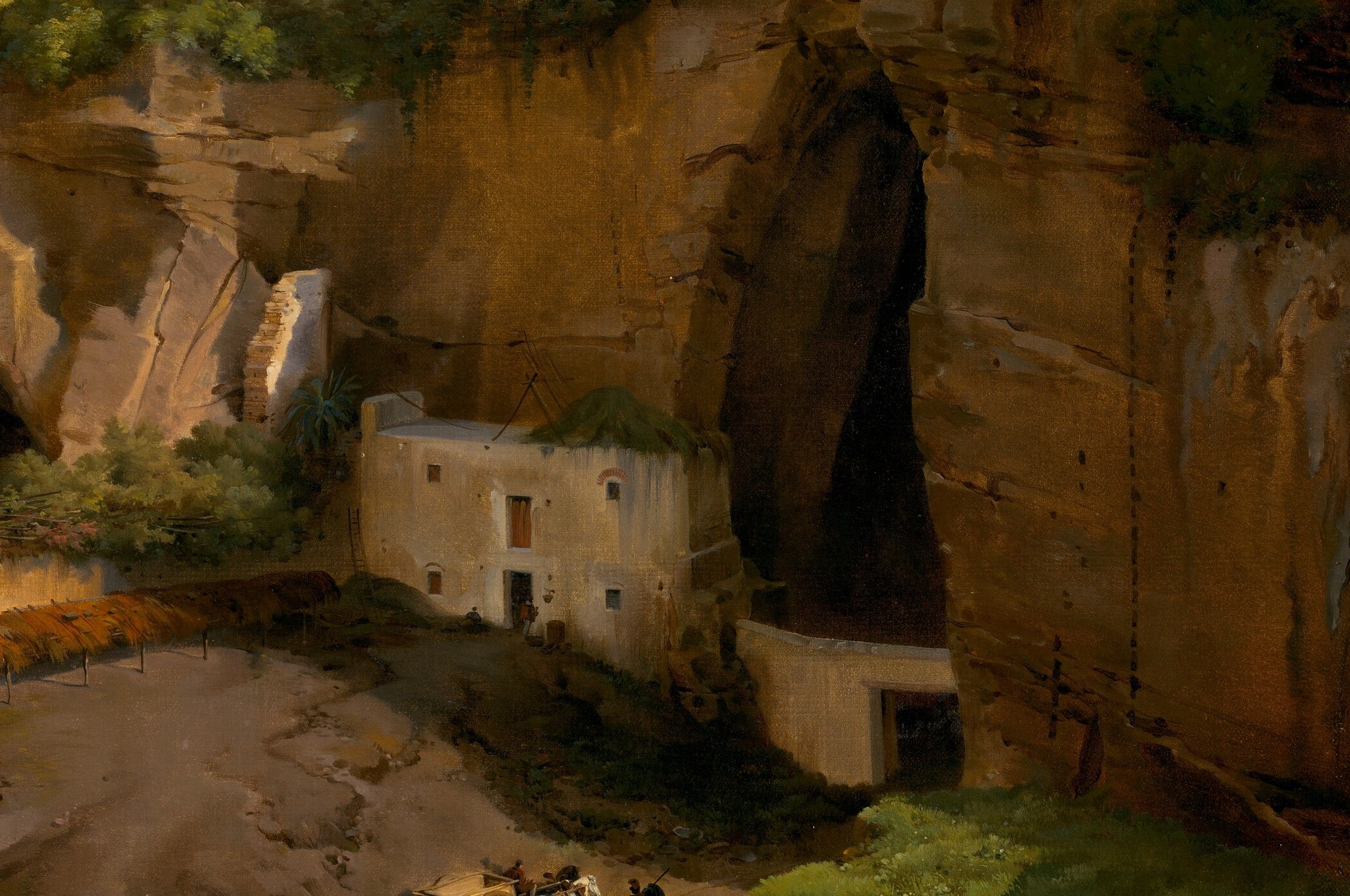 The rough texture and dramatic shadows create a sense of ruggedness and natural power.