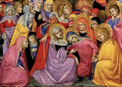 The Virgin Mary collapses into the arms of the holy women.