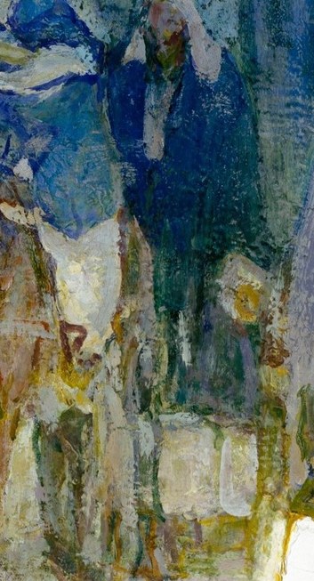 He used many layers of thinned oil paint.