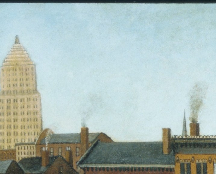 The city's lungs exhale factory smoke into a dark sky.