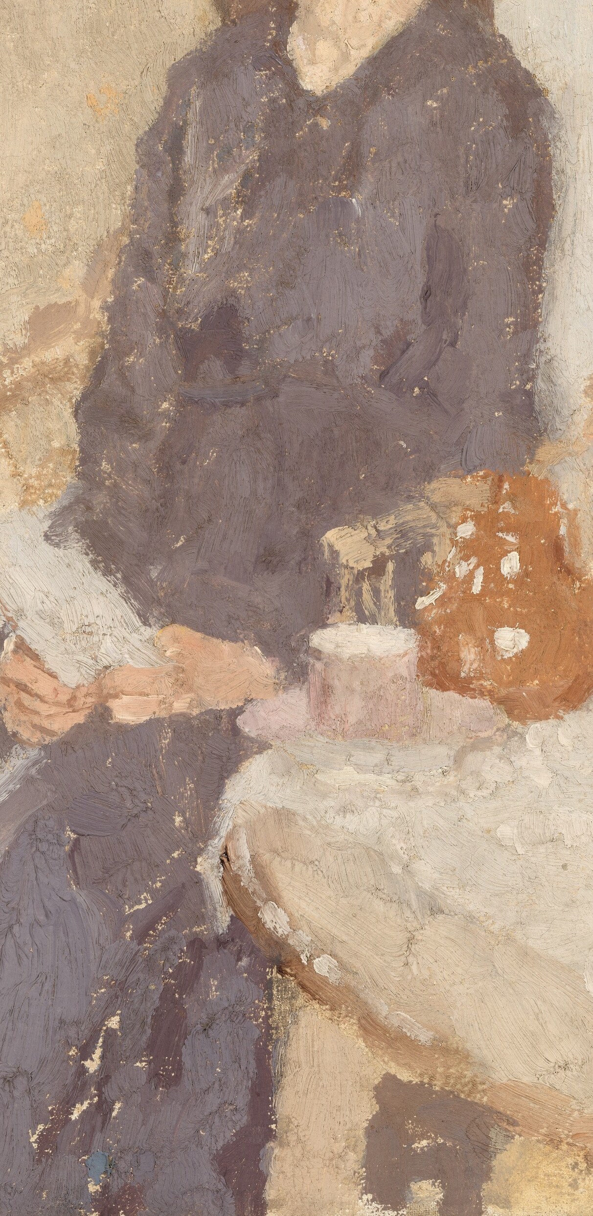 She used a restrained palette and thin glazes for a soft effect.