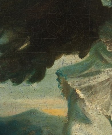 Reynolds has made her white dress a surface for catching light.