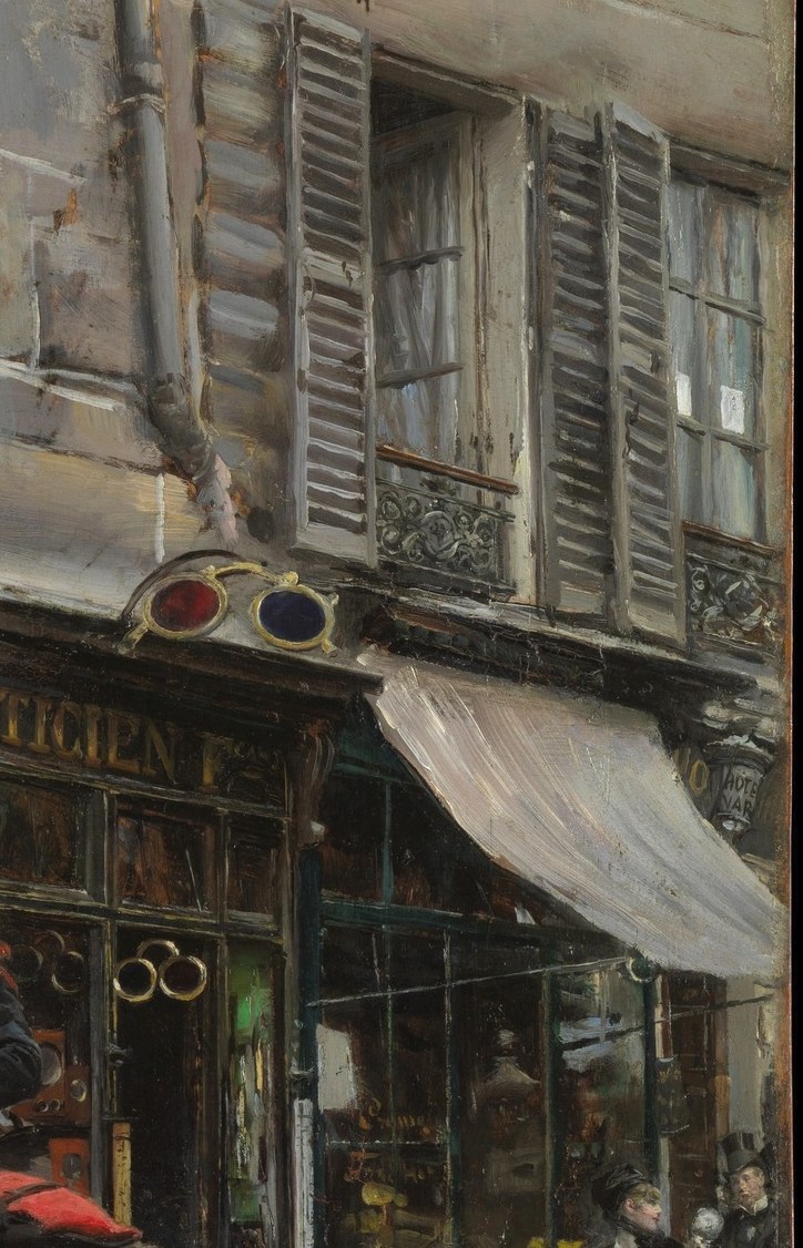 Closed shutters: it is midday, in a working district.