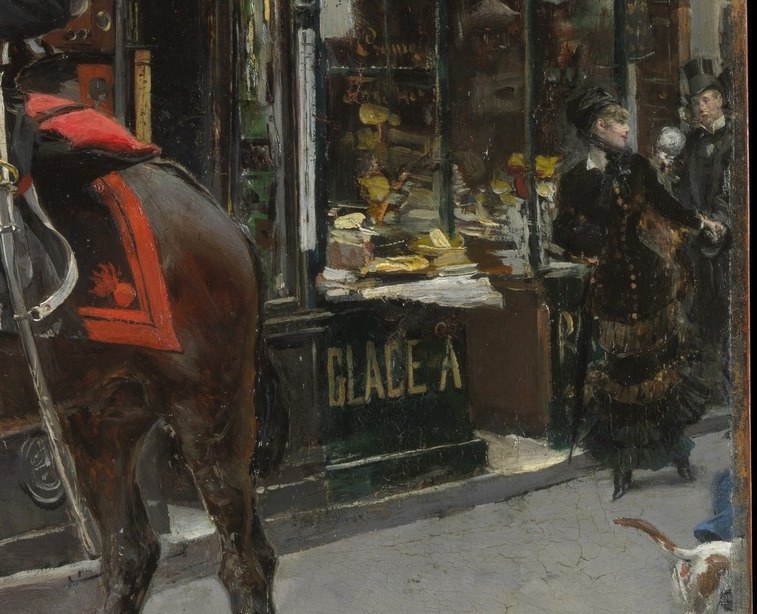 That shop sign names the exact Paris street.