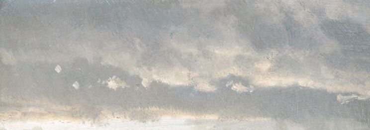 The threat: heavy cumulus pressing down on the horizon, blocking the sun and setting the emotional key of the scene as turbulent rather than picturesque