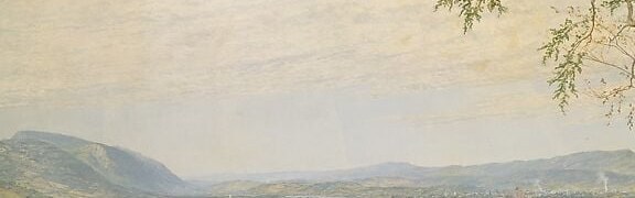 The Susquehanna's reflective curves are the painting's geographic spine; their glint guides the eye from foreground to horizon in a single sweep
