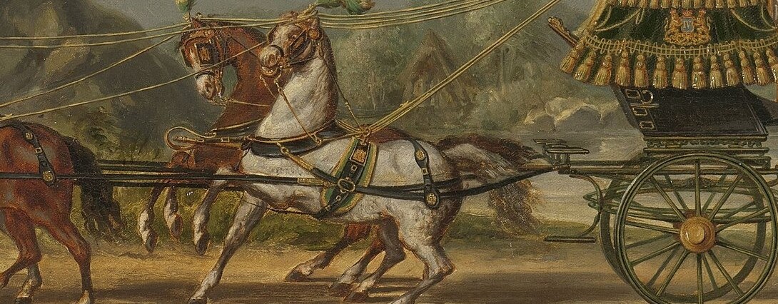 Even the horses wear ornate, detailed harnesses for the procession.