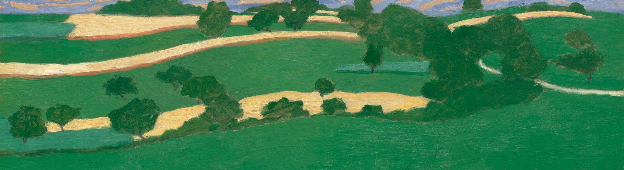 Even the winding path is defined by stark, short marks.