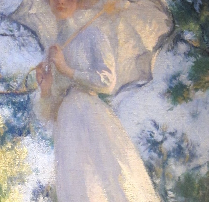 Notice how the dappled light defines the form of the parasol.
