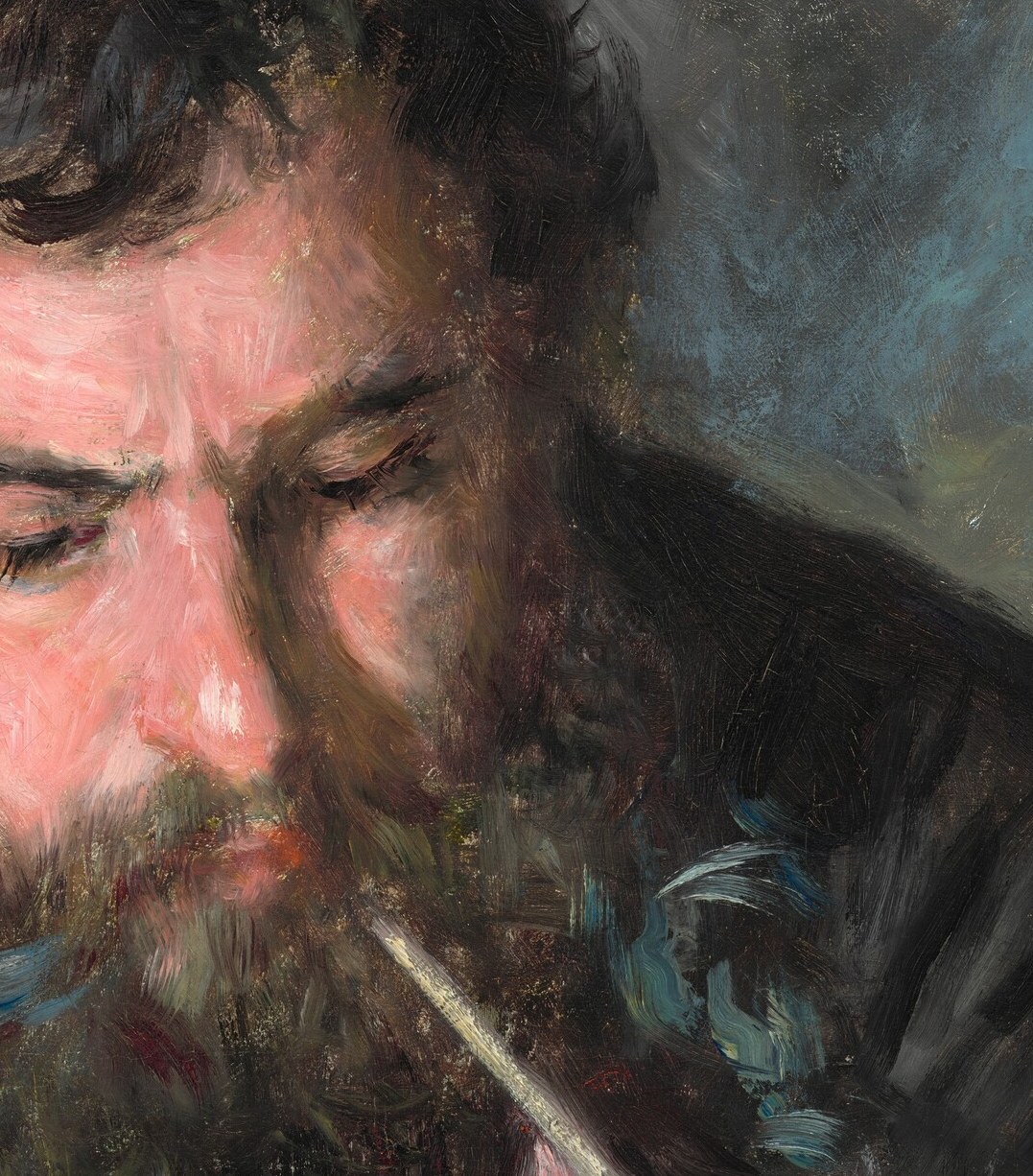 Renoir added it himself as a prop of bohemian ease.
