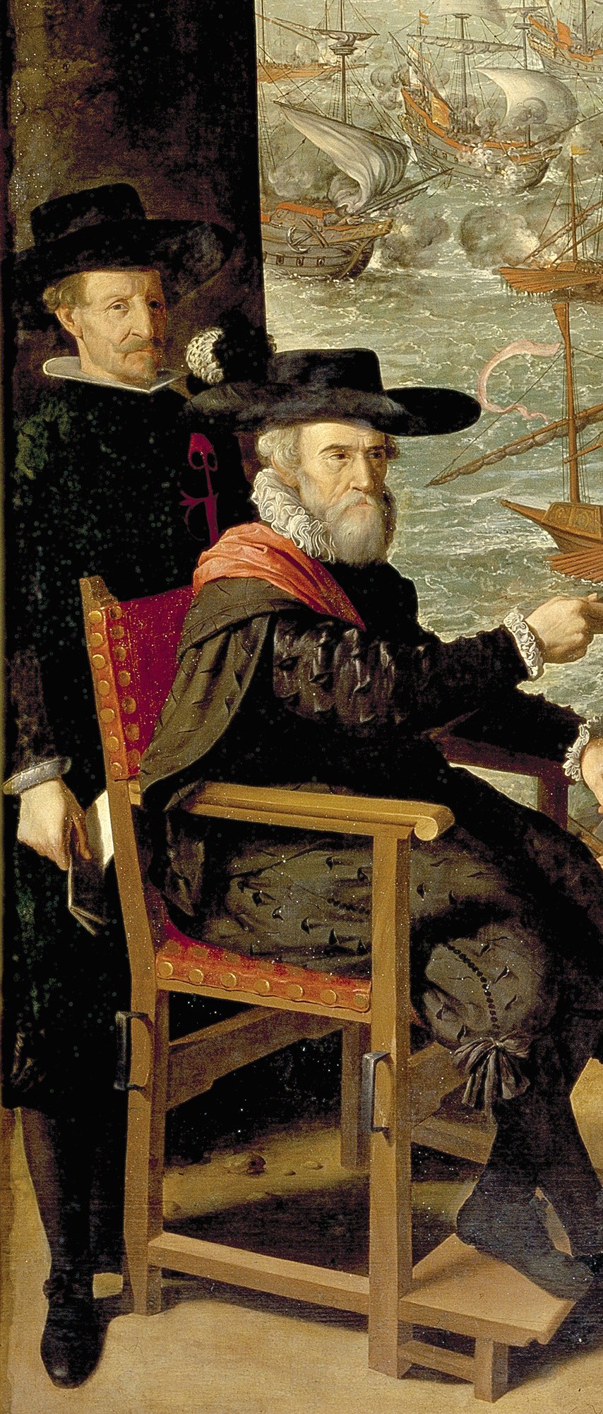 Girón commanded Cádiz's defense while incapacitated by gout , his seated posture against an active invasion backdrop makes authority without physical power the emotional core of the scene