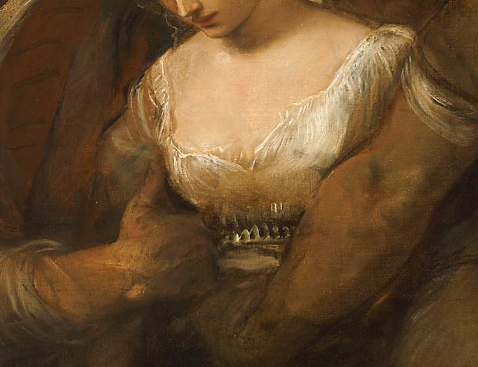 The woman in white is accused of adultery.