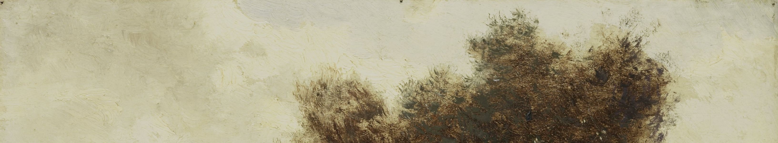 The sky's warm cream-yellow luminosity, diffused through thin clouds, is the painting's light source and sets the entire tonal key , a hallmark of the Hague School atmospheric approach.