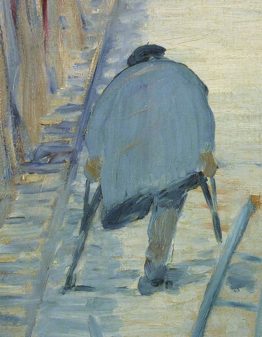 This man on crutches may be a veteran, wounded in that war.