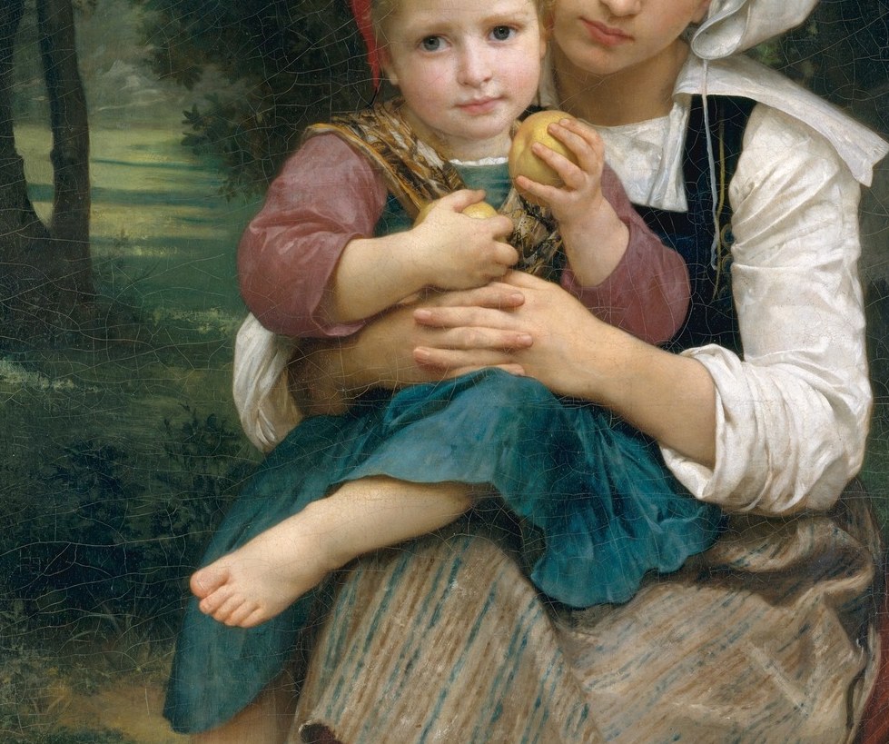 She holds her brother with the weight of a parent.