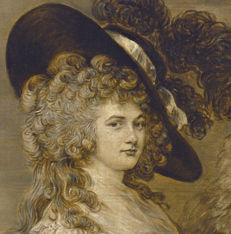 This elaborate hat and gown reflect her high social standing.