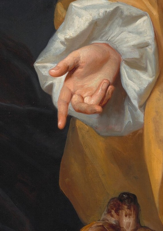 Yet, he extends a gentle, guiding hand to the young man.
