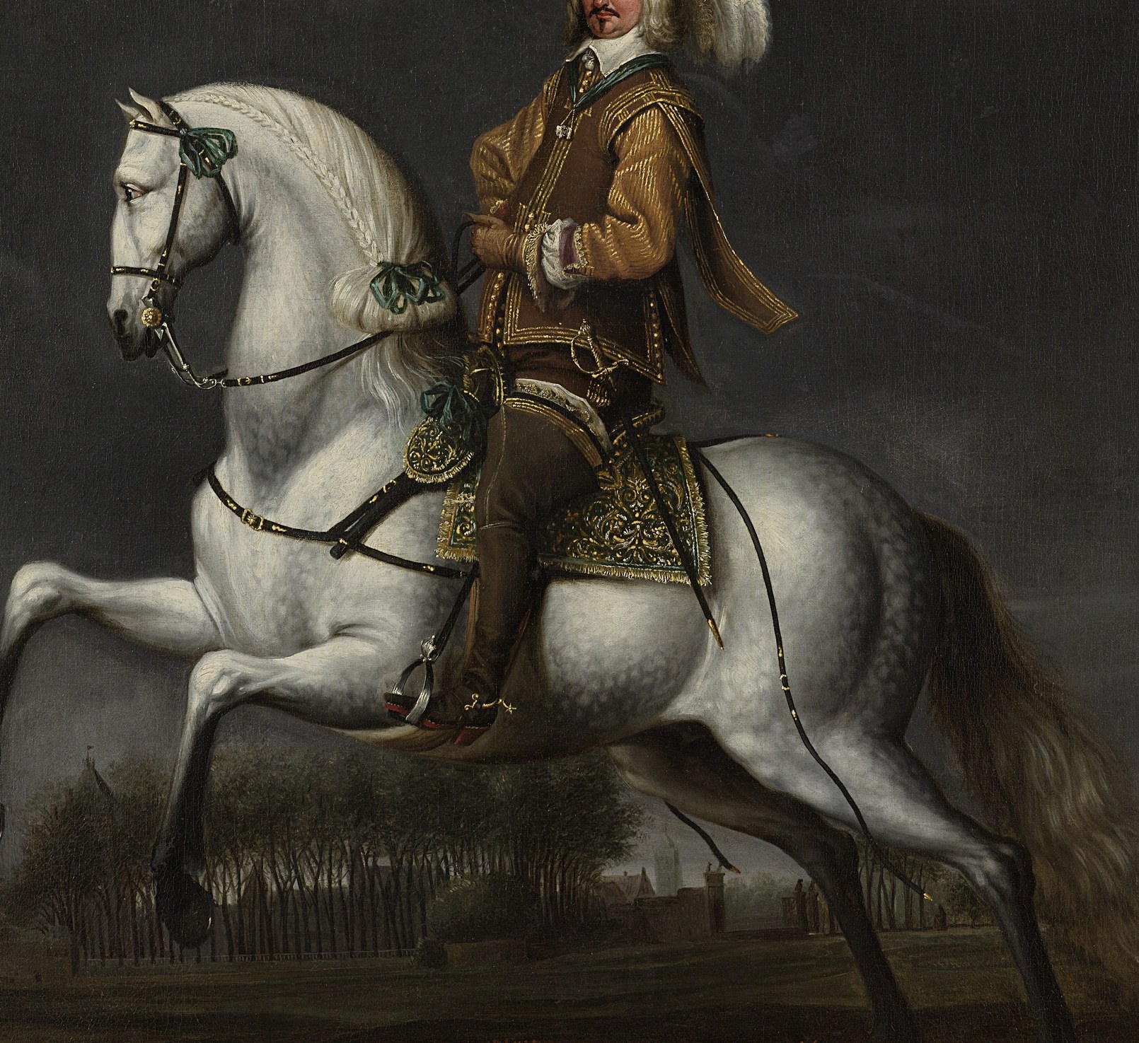 The dynamic pose and musculature suggest power and nobility.