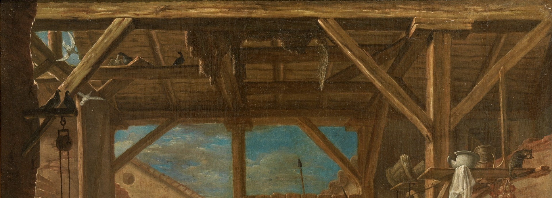 The artist, Valero Iriarte, shows the ceremony in a rustic barn.