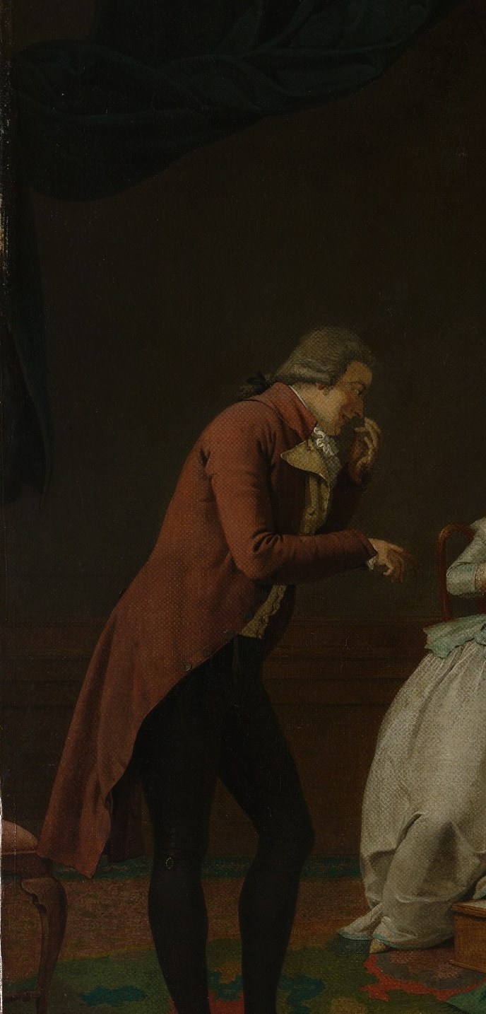The most chromatically dominant element in the composition; the warm vermillion pulls the eye first and anchors the left third against deep shadow.