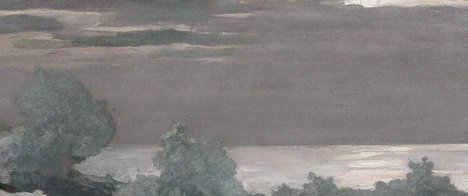 The most luminous passage in the painting , dense impasto white paint that practically radiates light against the dark water; this is where Homer's brushwork is most physically assertive