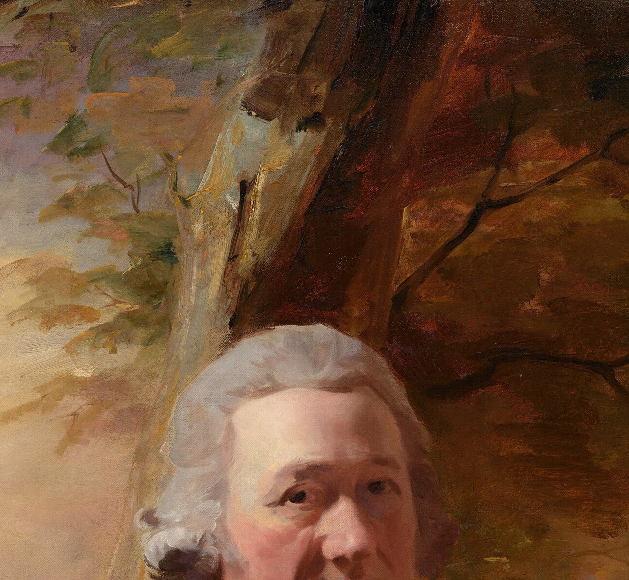 John Tait sits for his likeness alongside his grandson.