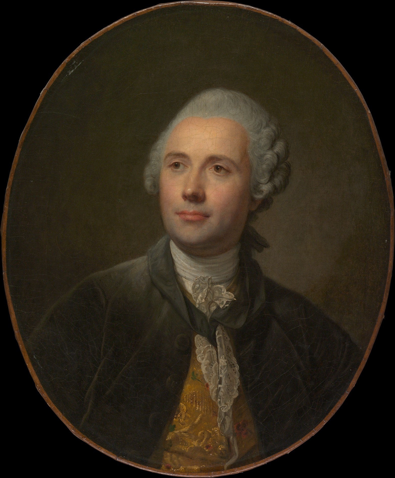 The oval frames him like one of his own portrait busts.