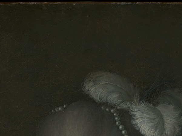 This hairstyle was added or altered in the mid-1770s, over a decade after the 1761 sitting , a literal revision of identity painted into the canvas, now revealed by X-ray studies.