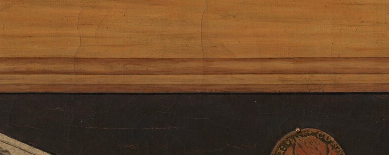 Reproducing currency text in paint was the specific act that triggered counterfeiting charges; Haberle's inclusion is a deliberate legal and artistic provocation , a painter claiming the engraver's sovereign territory.