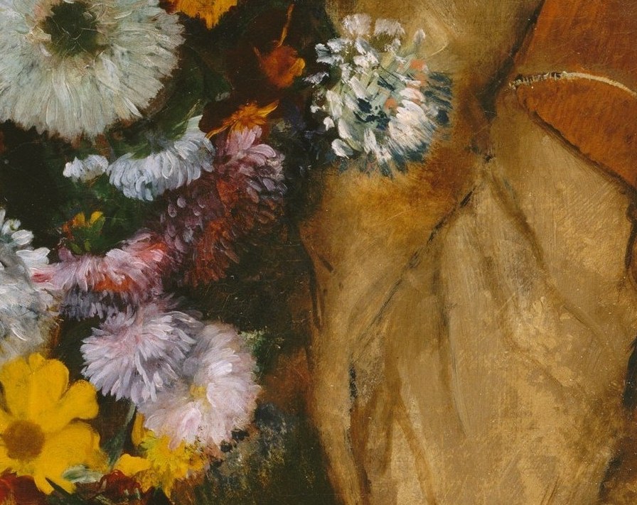The defining gesture: hand at cheek signals inner reverie, making her a subject of psychological life rather than a posed sitter , the real subject of the canvas