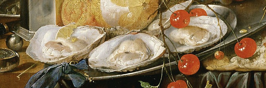 These oysters, then a luxury, represent temptation and sensual pleasure.