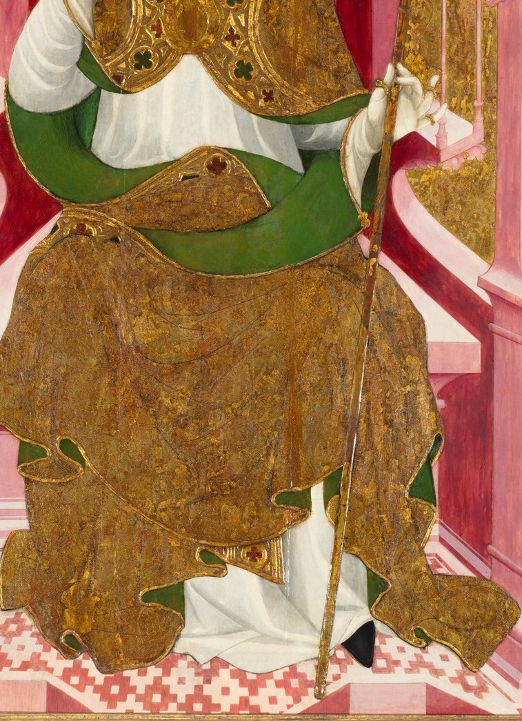 The intricate vestments show the immense wealth of the church.