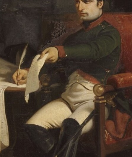 He is in the Palace of Fontainebleau, giving up his empire.