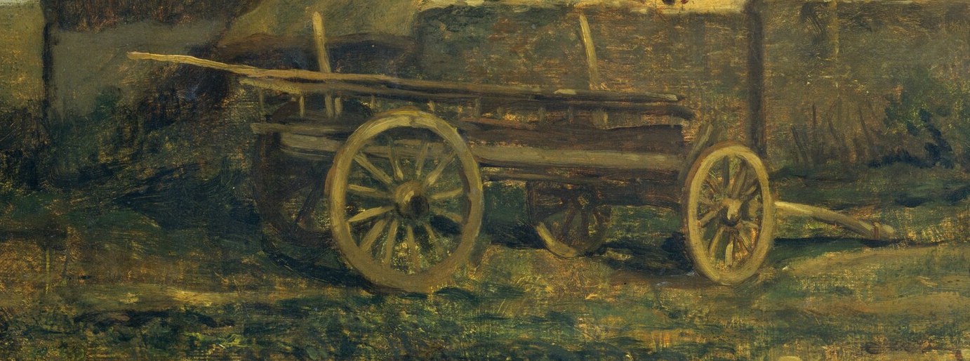 This rustic implement hints at the labor and activity of farm life.