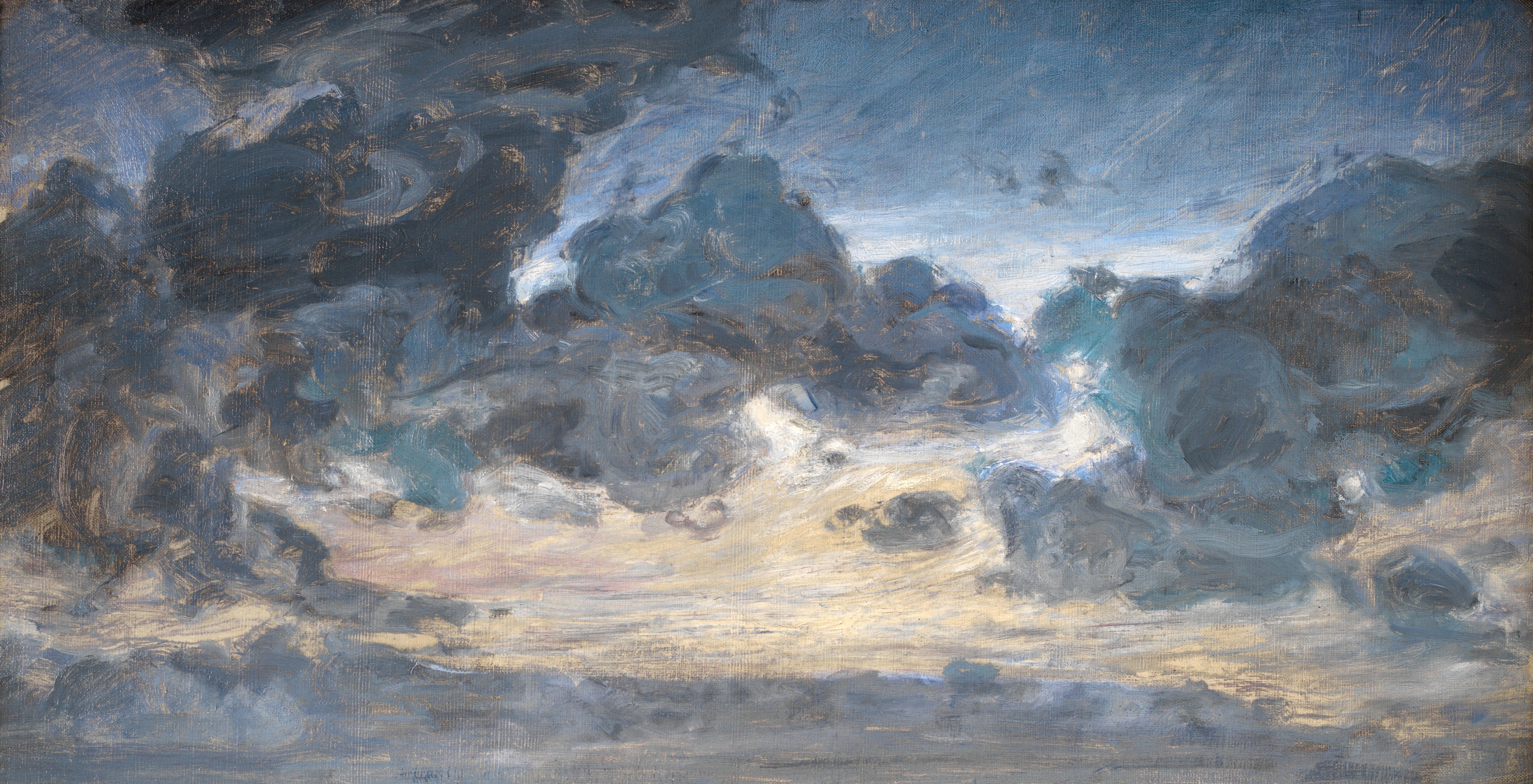 The swirling, dark clouds suggest a dramatic, perhaps stormy, atmosphere, conveying a sense of unease or power.