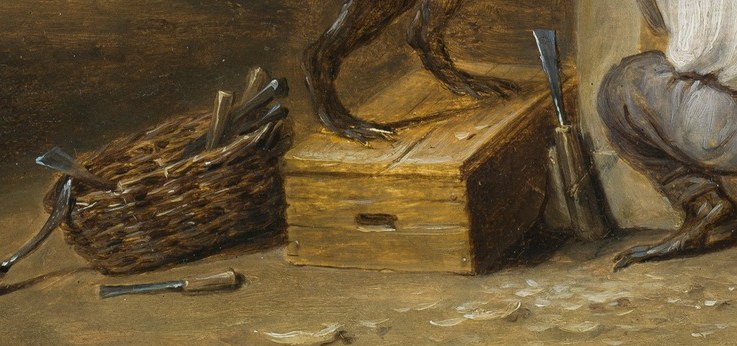 Teniers rendered these details with fine precision on copper.