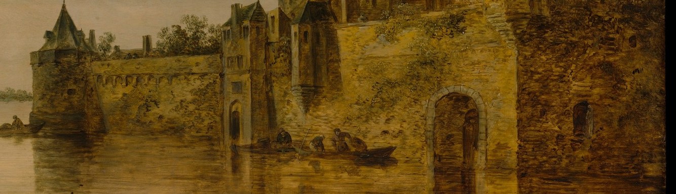 The textured stonework and the way they meet the water convey a sense of age and solidity.