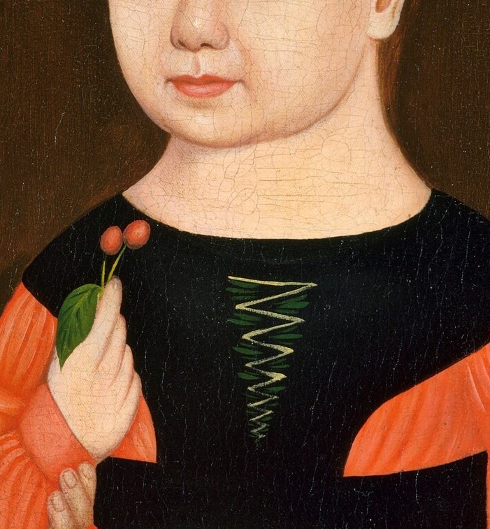 Her gaze is also direct, but her expression is more neutral, suggesting a quiet observation of the viewer.