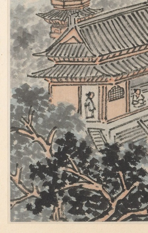 He uses wet, dark strokes for trees in front.