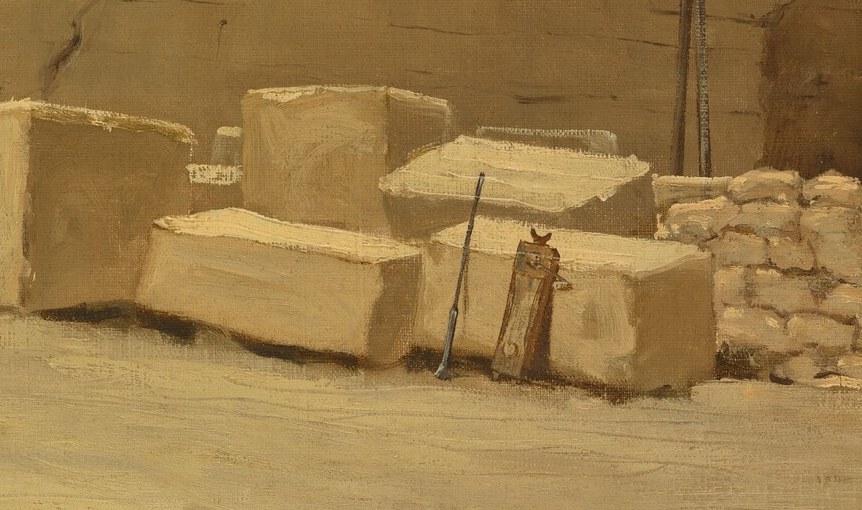 The stone itself. Stacked, measured, a commodity ready for market.