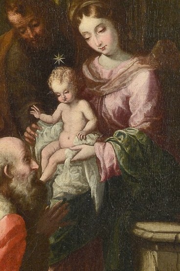 Look at the Virgin Mary's pink robe.