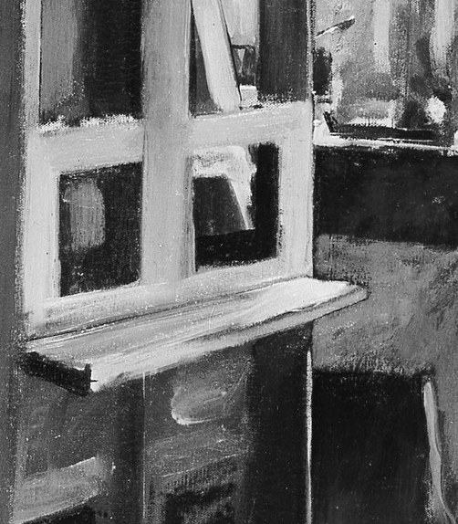 A seated figure gazes at a blank canvas, full of potential.