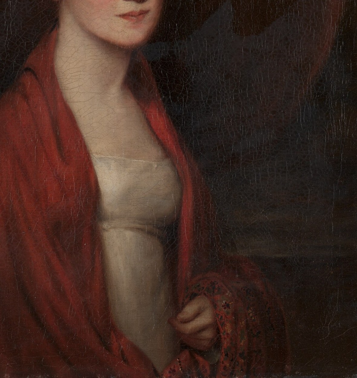Her shawl and dress were American middle-class fashion.